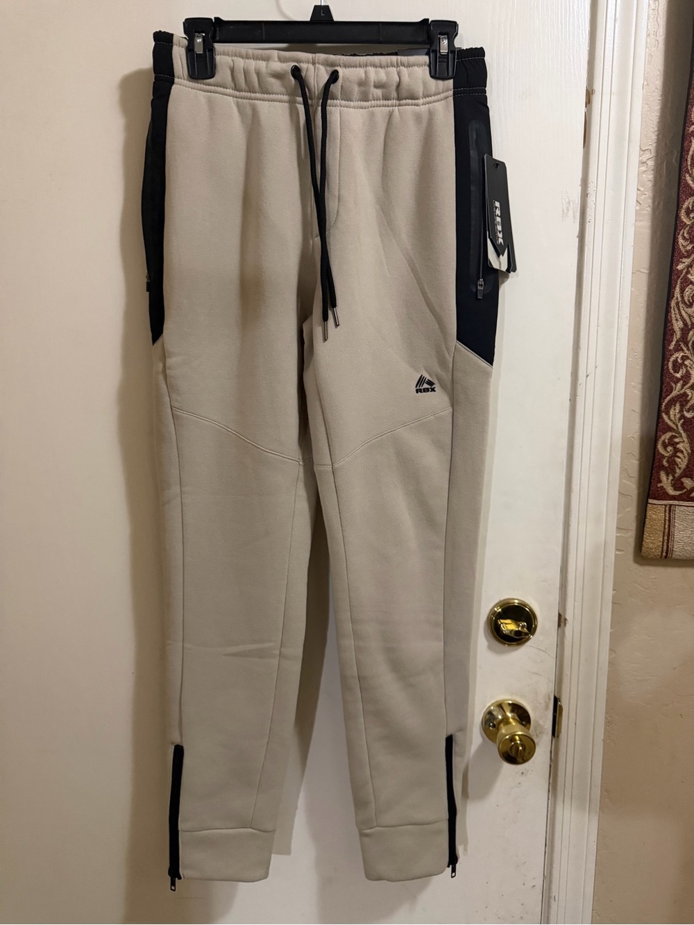 RBX Fleece Pants Beige & Black Men's Jogger (136)